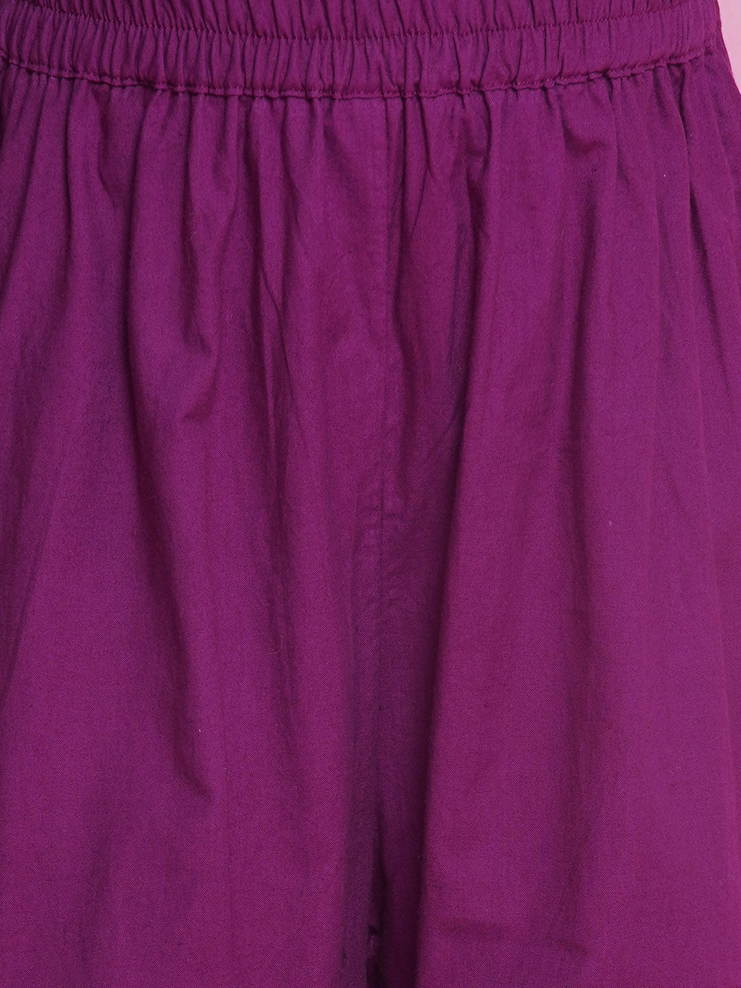 Girls Chanderi Sharara Set with Dupatta - Purple - Mitthu Kids Ethnic Wear