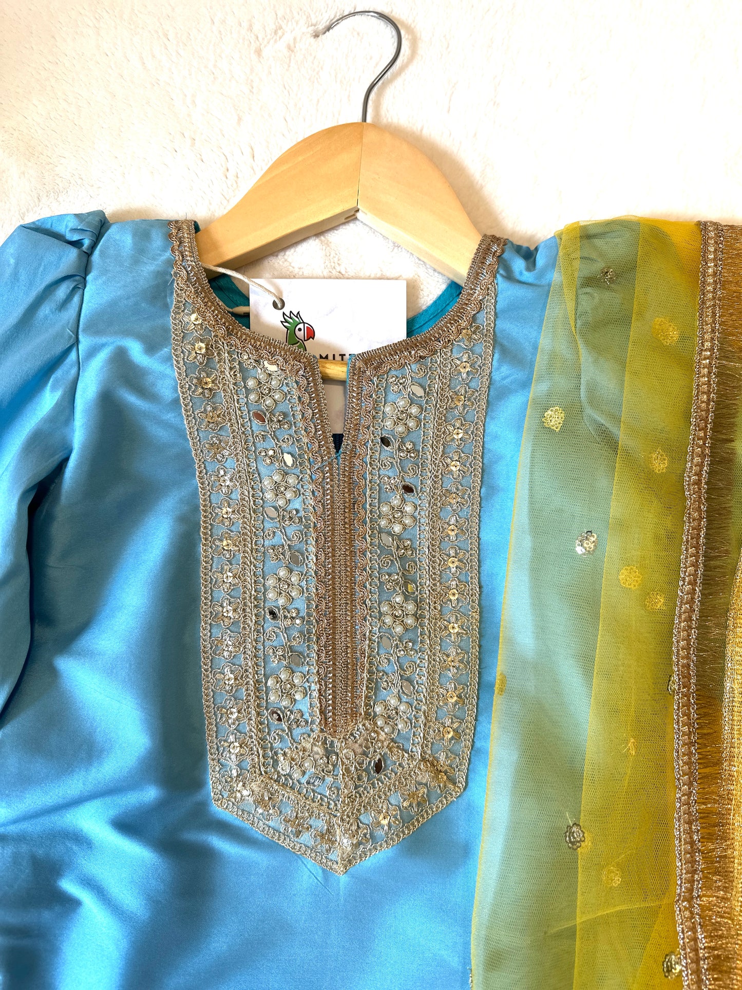 Traditional Farshi Salwar Kameez Suit with Patiala Silk Shalwar, Kurta & Dupatta for girls. Ships from Guelph, Canada.