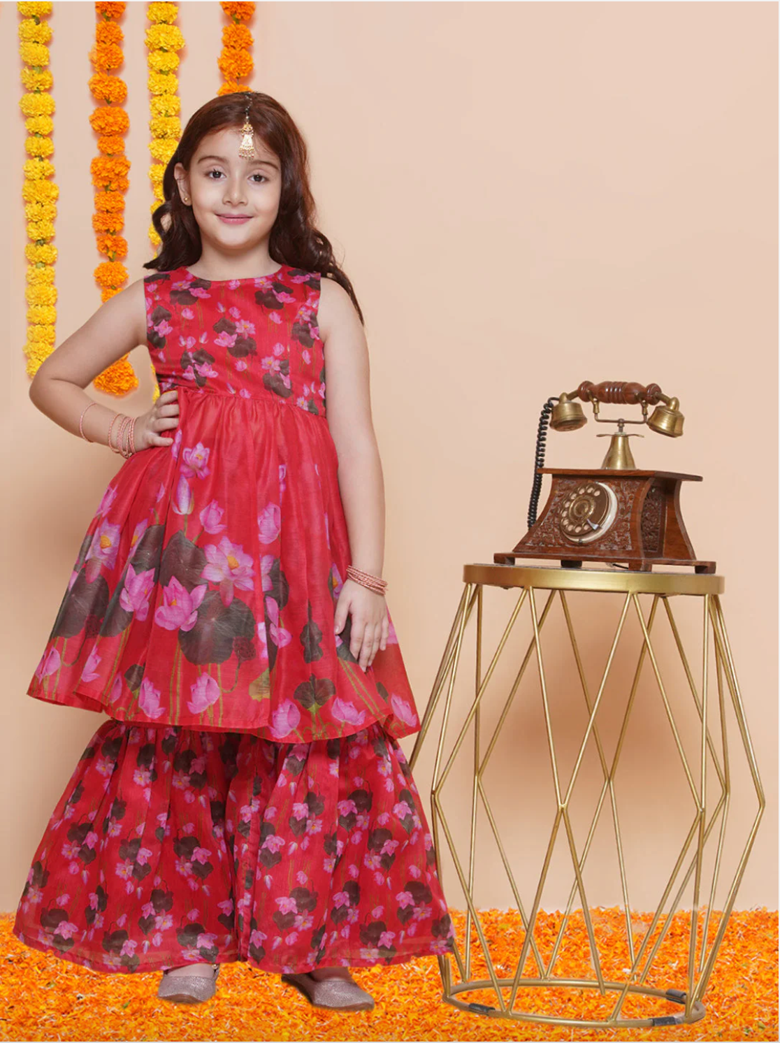 Girls floral Sharara set (3–16Y) – Indian ethnic outfit for Eid, weddings & festivals. Ships across Canada & US.