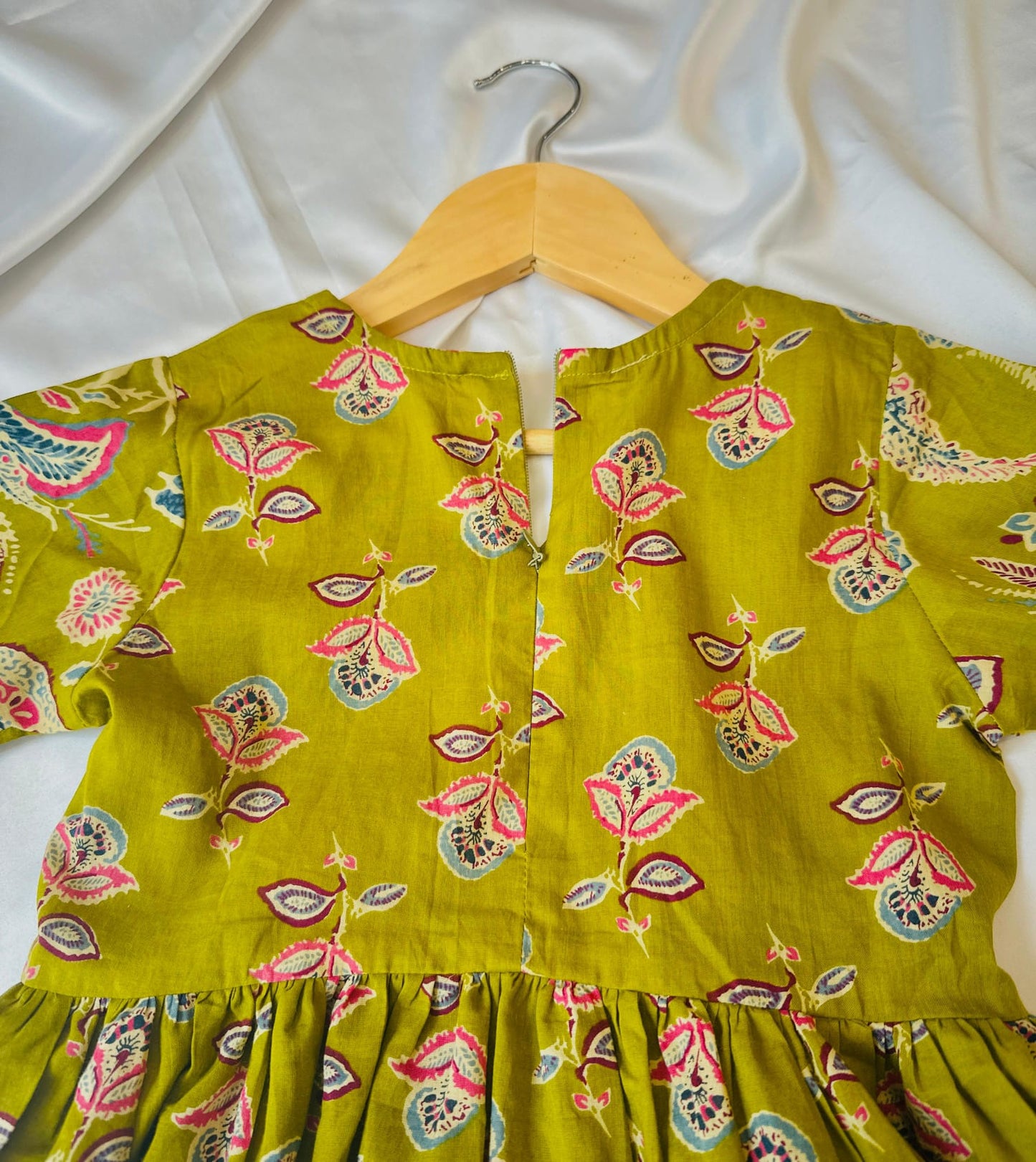 Girls Jaipuri Cotton Sharara Set with Dupatta - Green