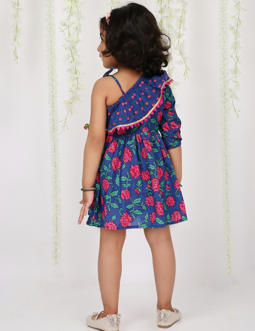 Lotus Frill Summer Frock - Mitthu Kids Ethnic Wear