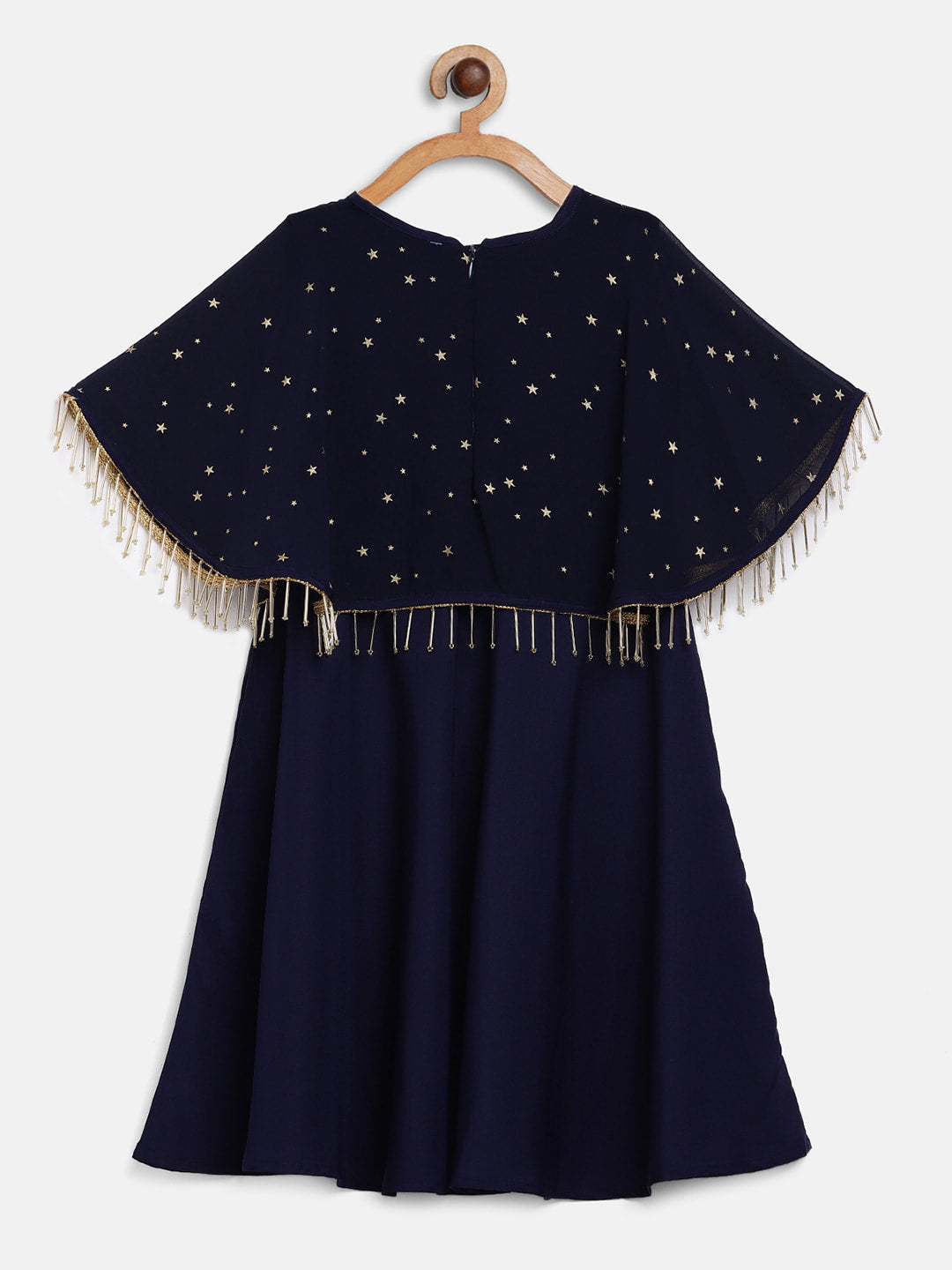 Navy Blue & Gold Single Piece Dress - Mitthu Kids Ethnic Wear