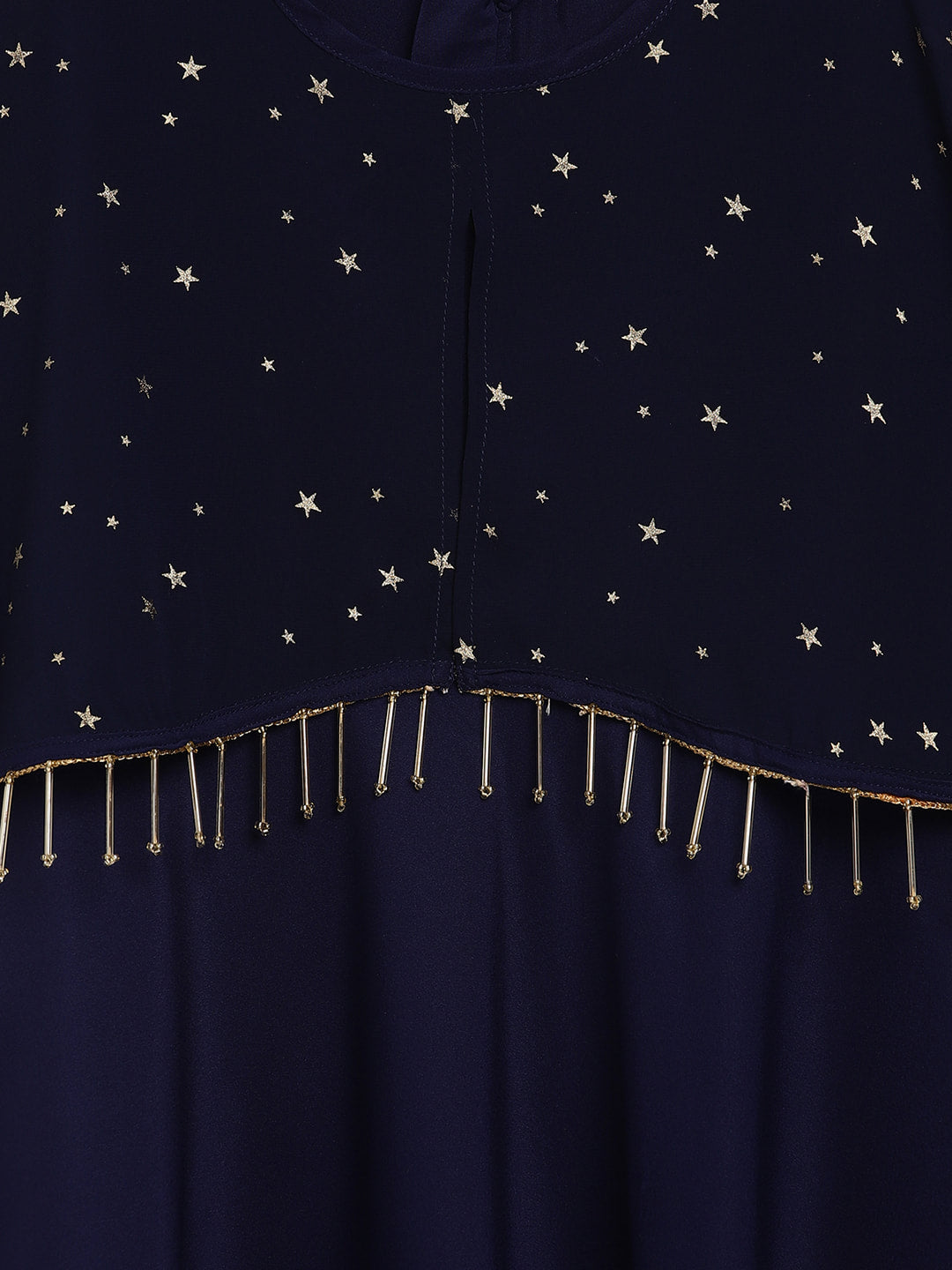 Navy Blue & Gold Single Piece Dress - Mitthu Kids Ethnic Wear