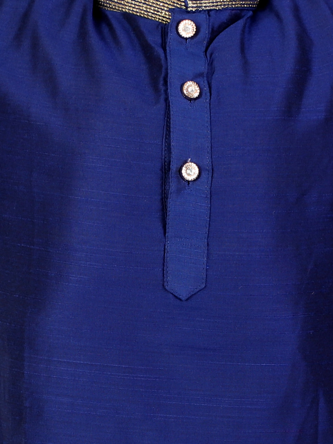 Golden lace Collar Kurta Pyjama Set- Blue - Mitthu Kids Ethnic Wear