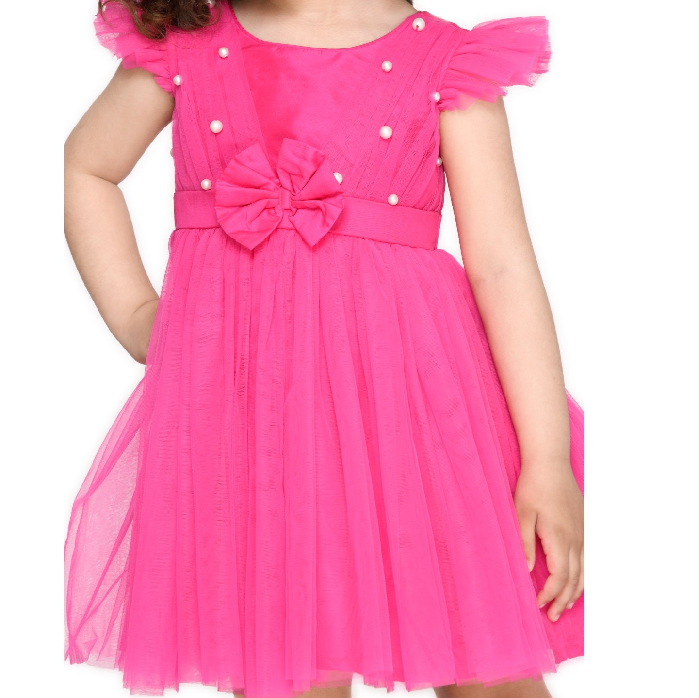 Magenta Girl's Above Knee Dress - Mitthu Kids Ethnic Wear