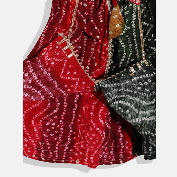 Straight style cotton fabric red & green printed lehenga choli - Infant - Mitthu Kids Ethnic Wear