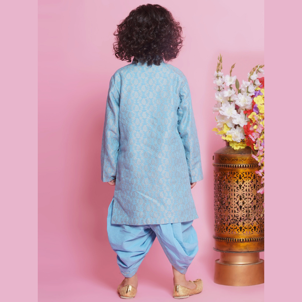 Royal Ambi Sherwani Set - Blue - Mitthu Kids Ethnic Wear