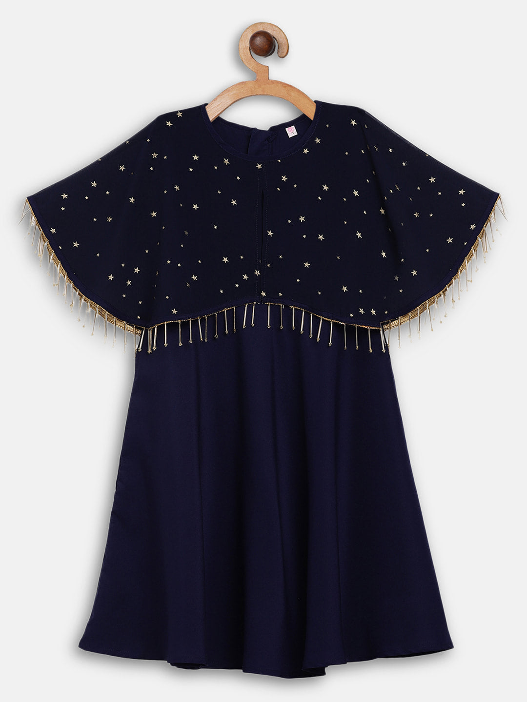 Navy Blue & Gold Single Piece Dress - Mitthu Kids Ethnic Wear