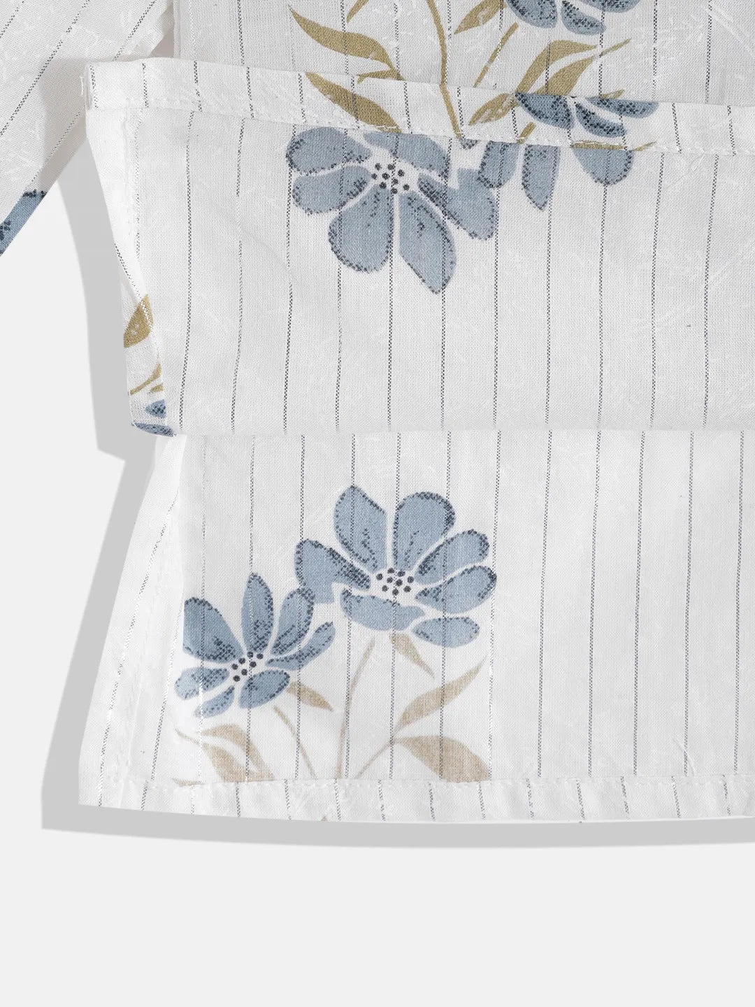 White & Blue Printed Kurta With Jacket/Waistcoat & Pyjama - Mitthu Kids Ethnic Wear