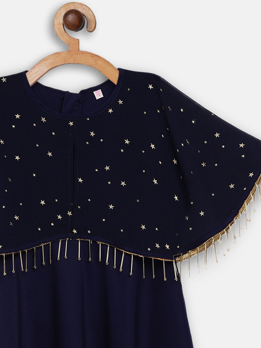 Navy Blue & Gold Single Piece Dress - Mitthu Kids Ethnic Wear