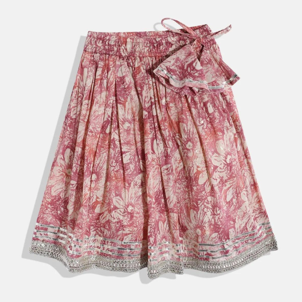 Straight Style Cotton Fabric Mauve Color Lehenga Choli With Dupatta - Mitthu Kids Ethnic Wear