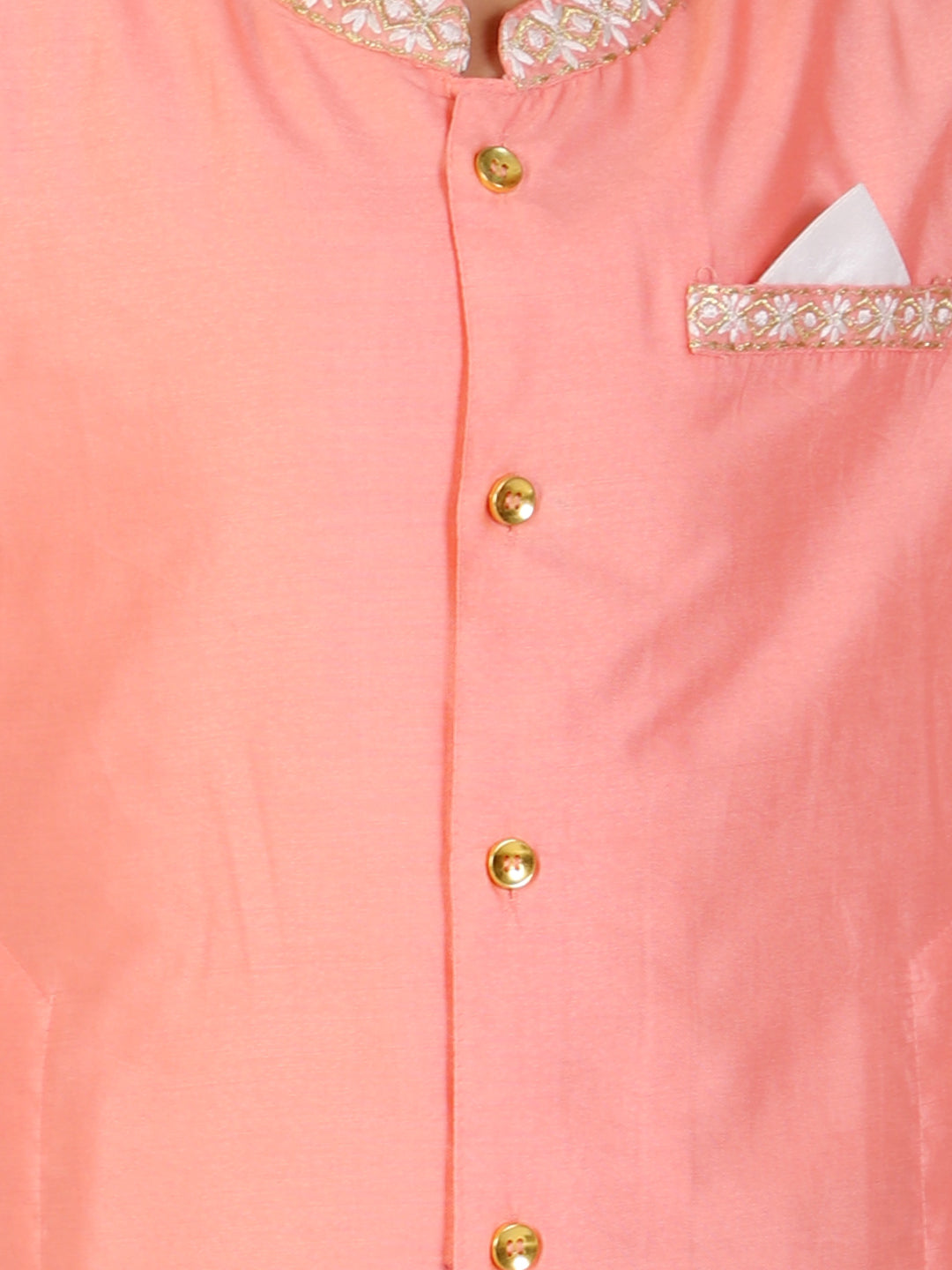 Peach Sherwani Style Kurta Pyjama - Mitthu Kids Ethnic Wear