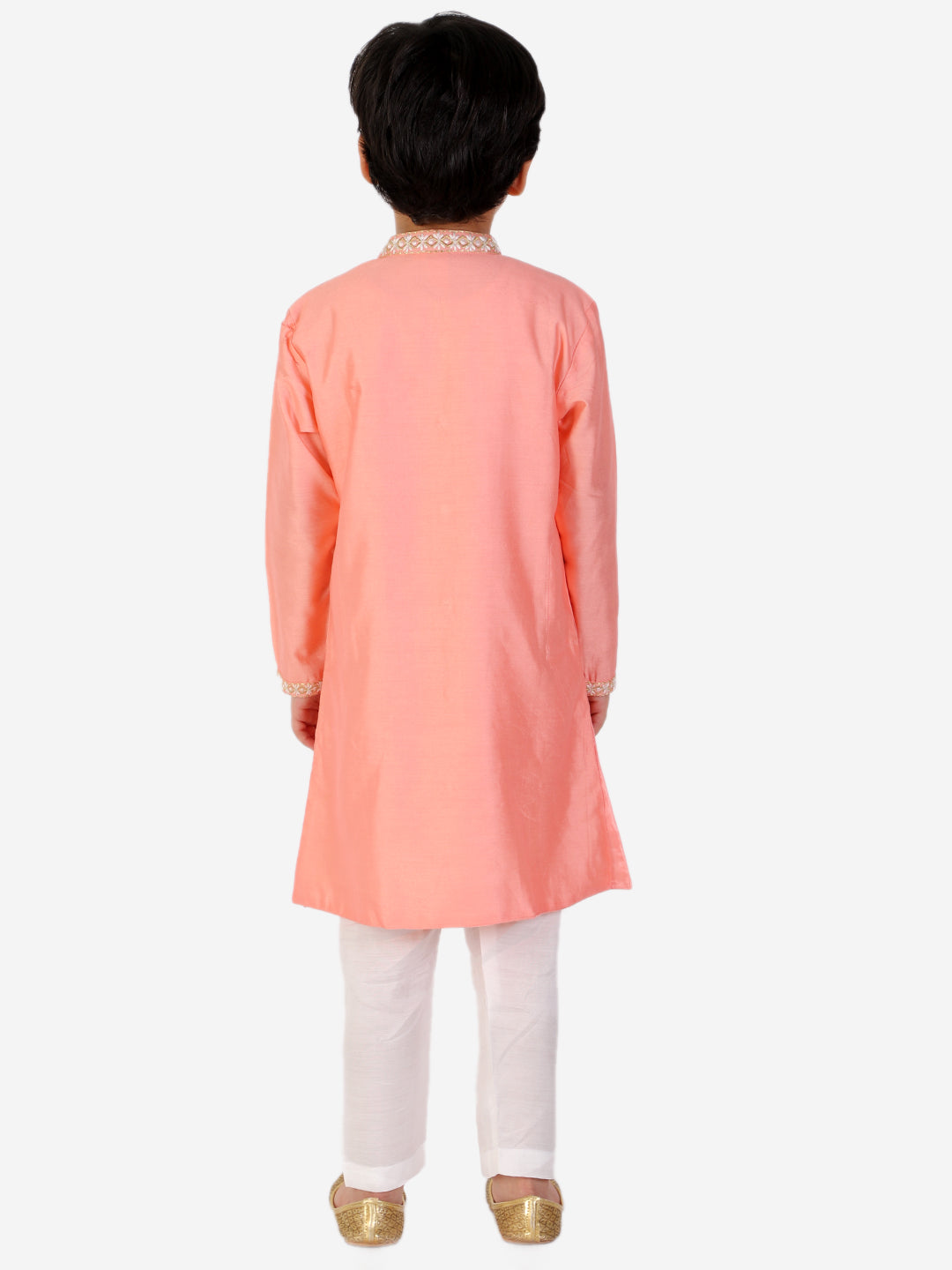 Peach Sherwani Style Kurta Pyjama - Mitthu Kids Ethnic Wear