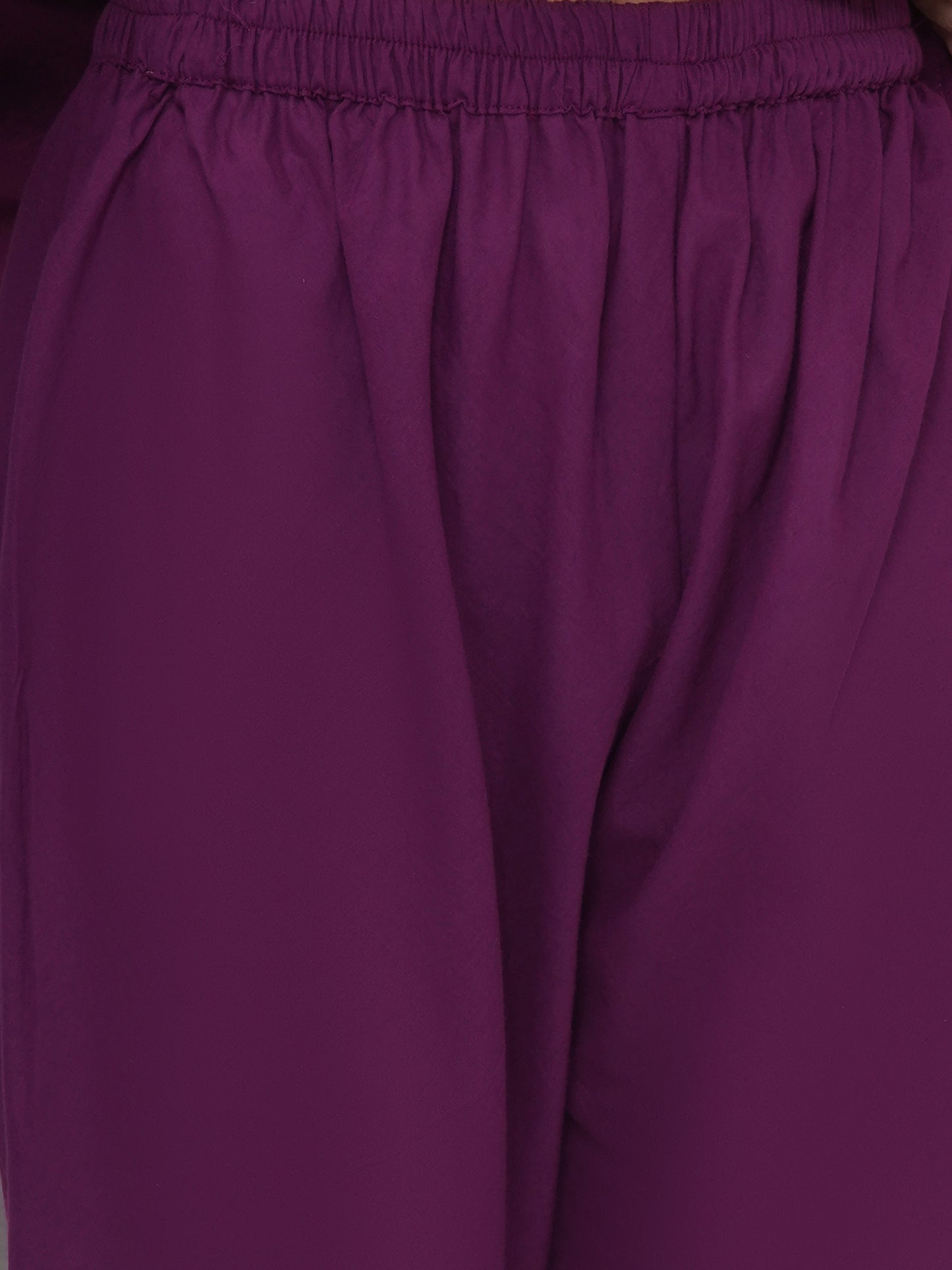Girls Cotton Angrakha Kameez with Pyjami and Net Dupatta - Purple - Mitthu Kids Ethnic Wear