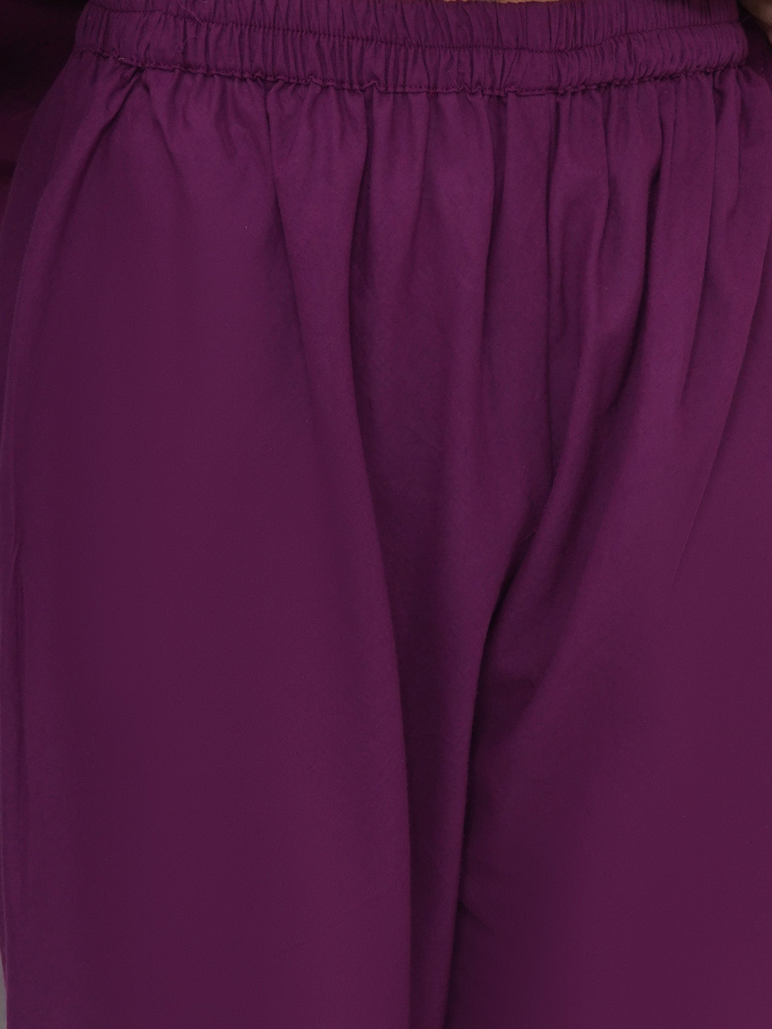 Girls Cotton Angrakha Kameez with Pyjami and Net Dupatta - Purple - Mitthu Kids Ethnic Wear