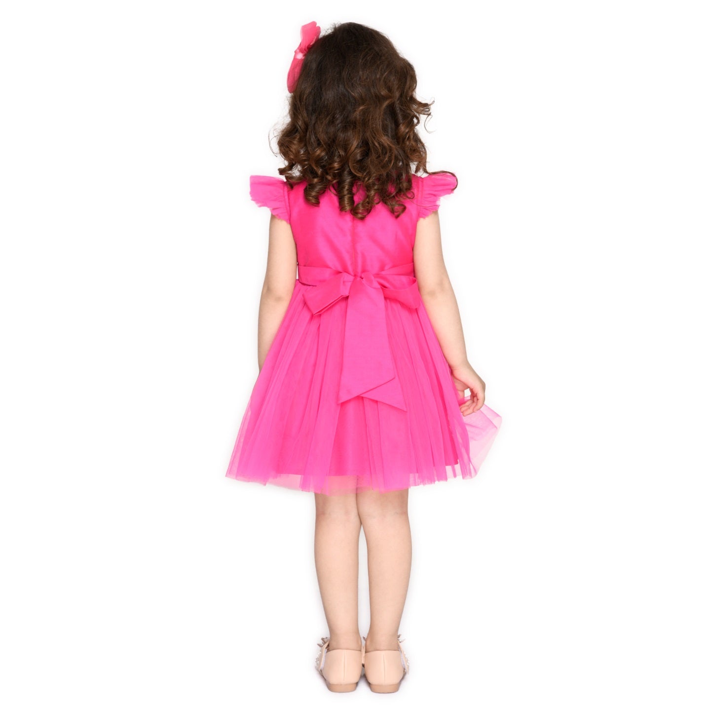 Magenta Girl's Above Knee Dress - Mitthu Kids Ethnic Wear