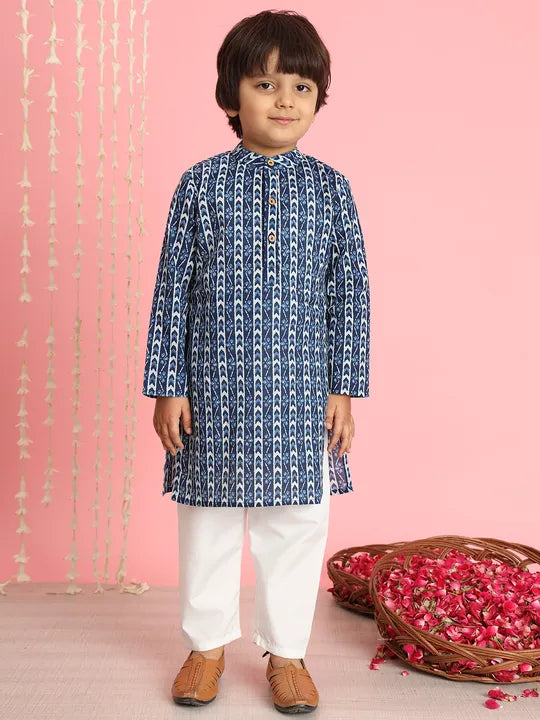Boys Cotton Kurta Pyjama with Nehru waistcoat. Perfect Indian outfit for diwali & pooja in Canada