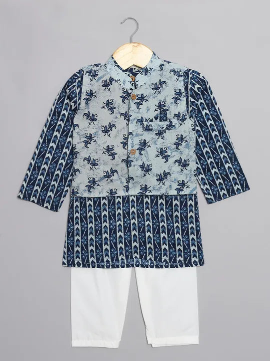 Festive Boys' Cotton Kurta Pyjama with Modi jacket. Perfect Indian outfit for weddings & festivals in Canada.