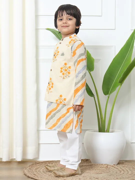 Jaipuri Boys Kurta Pyjama set with Modi Jacket. Indian kidswear in Canada for weddings, pujas & festive celebrations.