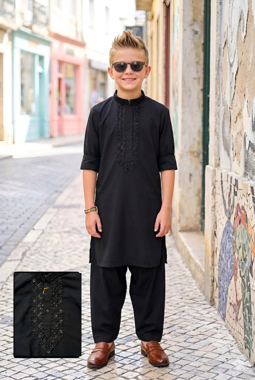 Embroidered Kameez Shalwar in soft comfy fabric for babies & infants - ships from Canada