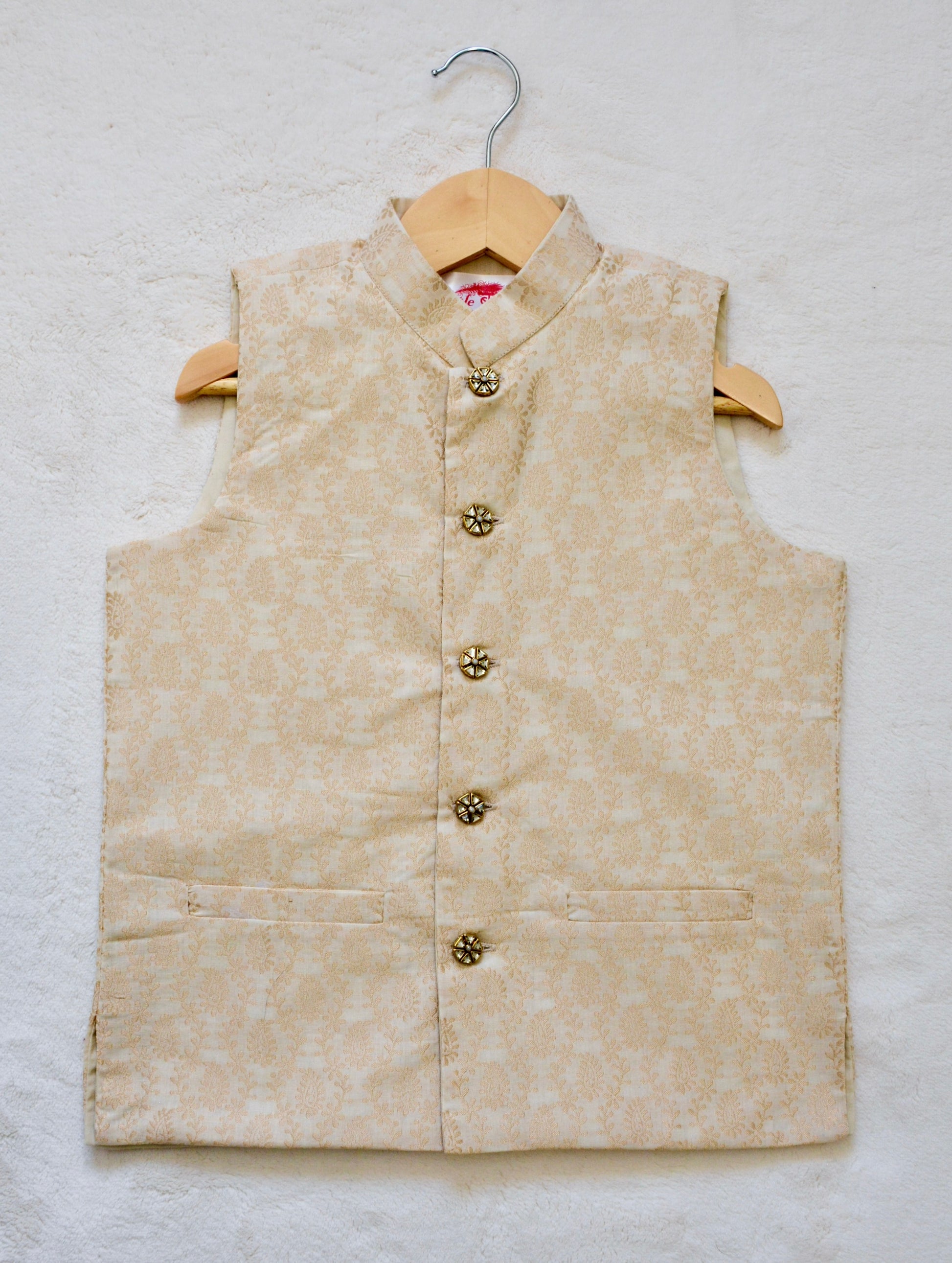 Kids Nehru jacket in Canada – stylish ethnic waistcoat for festivals, weddings, & celebrations. Sizes 1–10 in premium fabric.