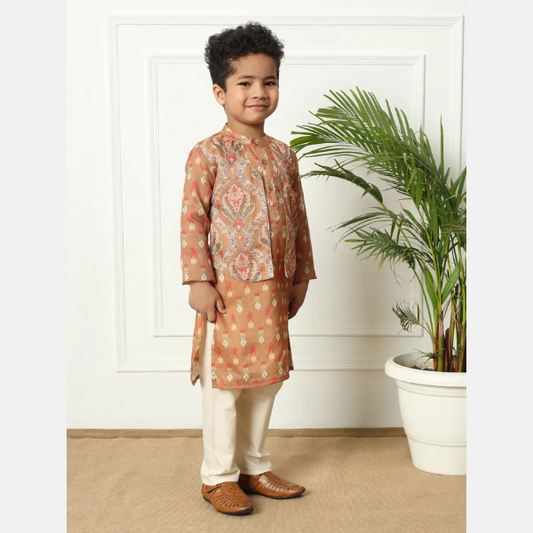 Shop brown cotton Kurta Pyjama for boys in Canada. Ideal for weddings & celebrations. Free delivery on orders over $85!