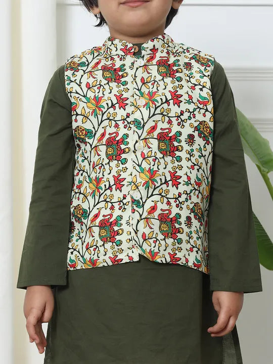 Elegant Boys’ Cotton Kurta Pyjama with Nehru Jacket. Perfect Indian kidswear in Canada for wedding attire, Diwali & pooja.