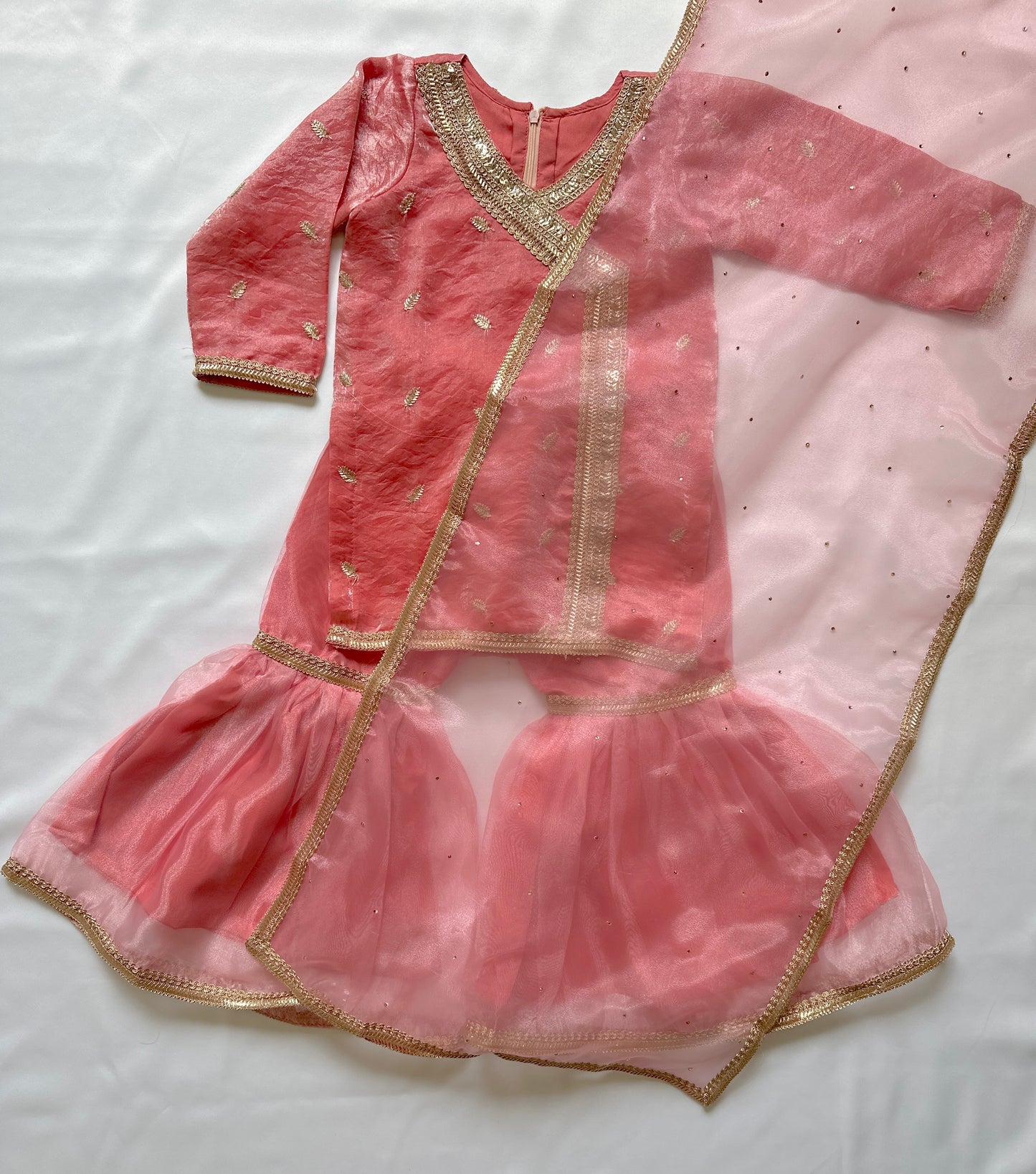 Beautiful Girls Indian Sharara outfit with kurti and dupatta