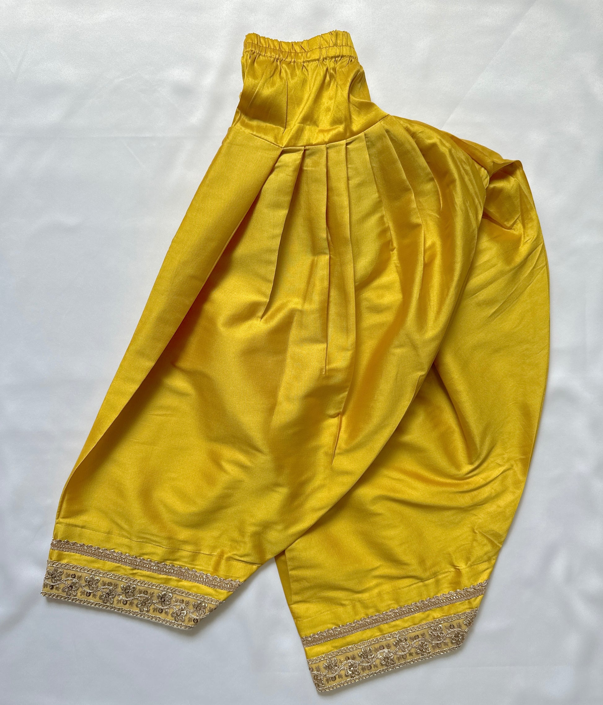 Rani pink kameez with yellow farshi shalwar, embroidered kids Indian Pakistani outfit for weddings & festivals.
