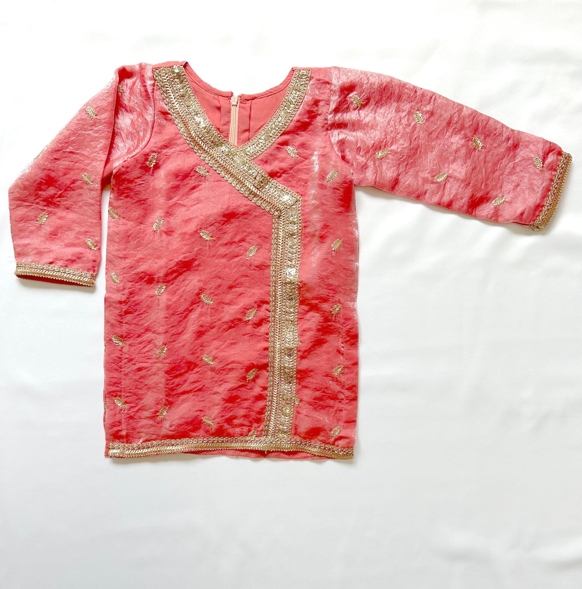 Pink traditional outfit with gold embroidery-Indian Outfit