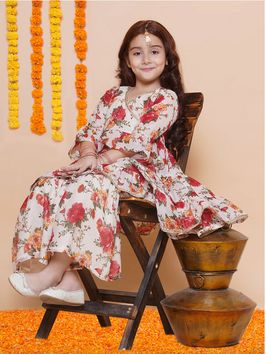 Girls floral Sharara set (3–16Y) – Indian ethnic outfit for Eid, weddings & festivals. Ships across Canada & US.