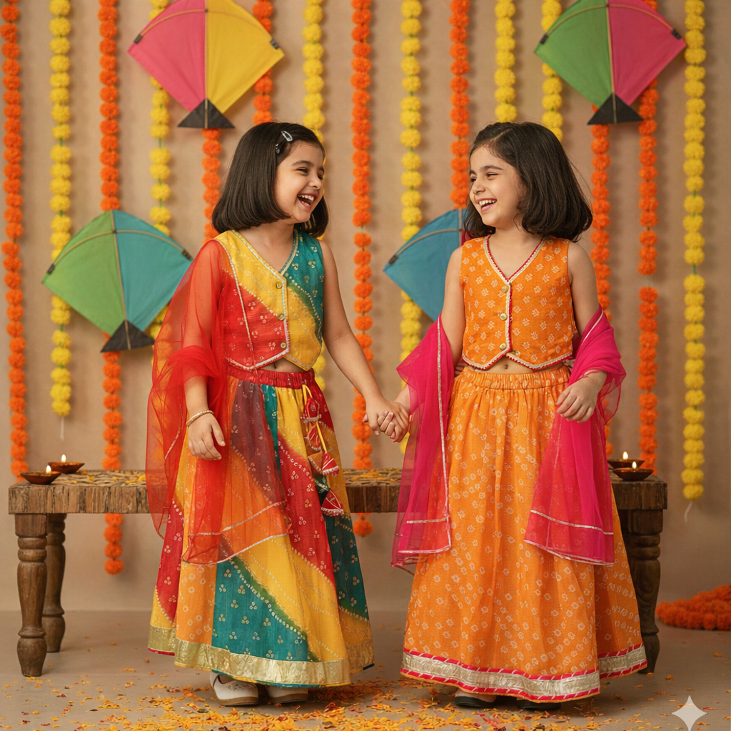 Girls colourful Indian dress for festivals  celebrations. Shop kids Indian traditional outfits in Canada.