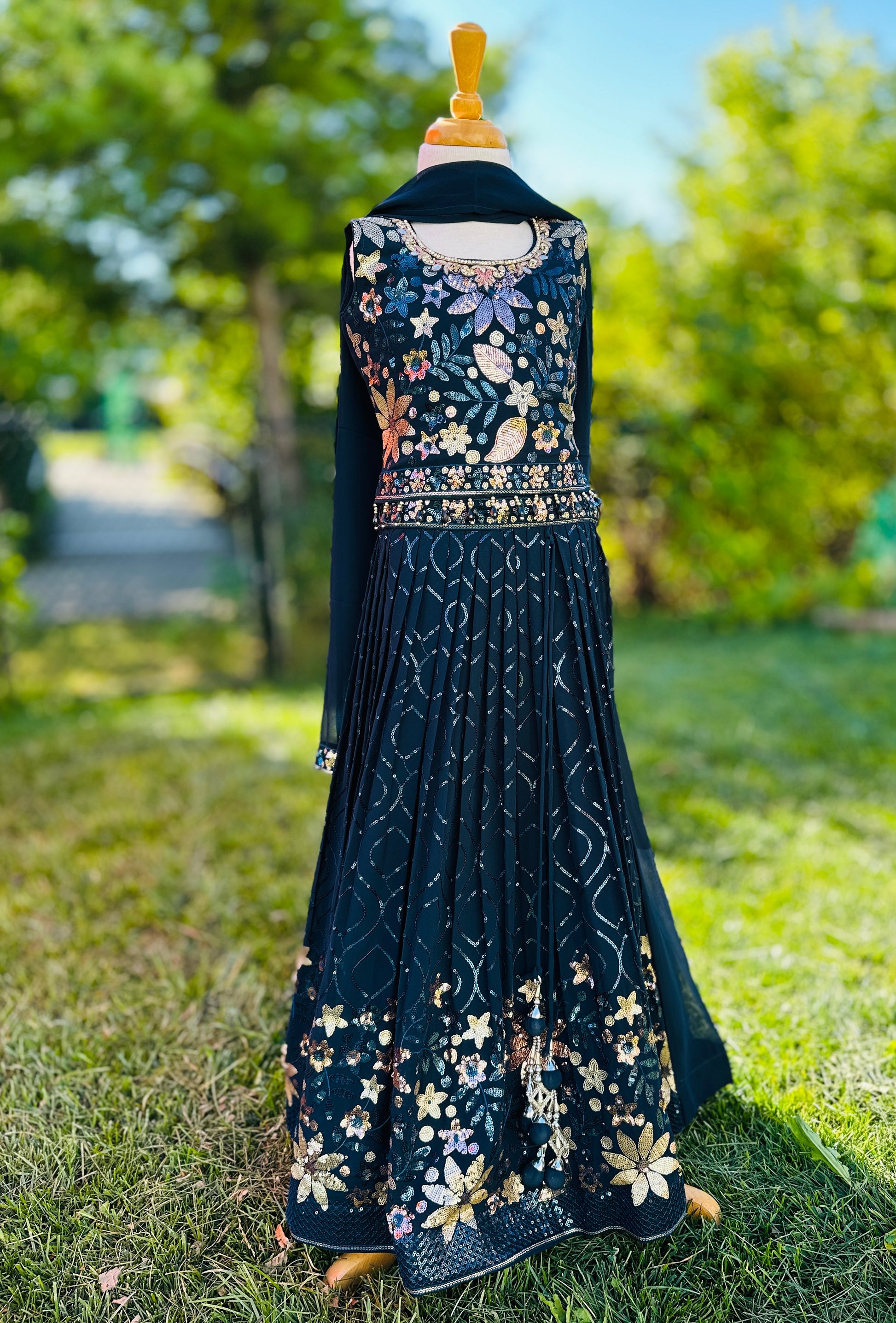 Kids designer lehenga choli in georgette with embroidery, perfect for weddings, Diwali, Navratri & festive wear in Canada