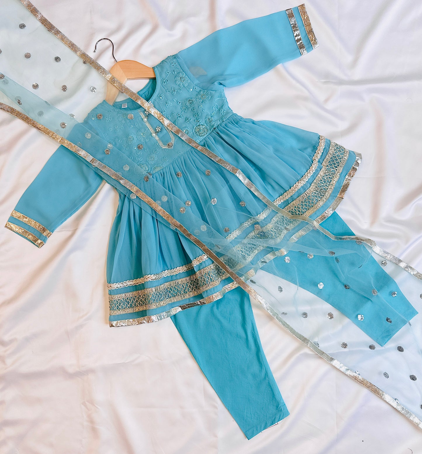 Churidaar & frock kameez with lace work for Indian  Pakistani Festivals & celebrations.