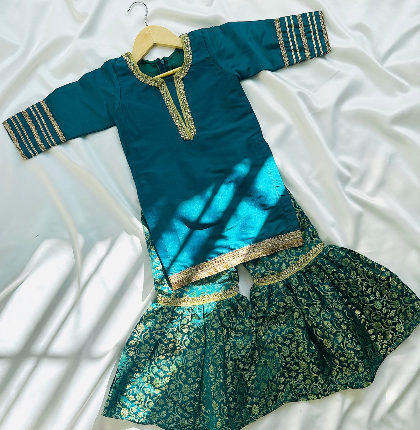 Sea green sharara/gharara for little girls_Indian traditional dress_pakistani outfit_in Canada