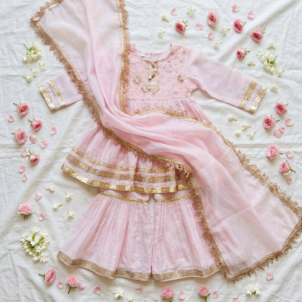 Kids Sharara Suit, Girls Ethnic Wear Canada, Kids Pakistani Clothes, Indian Kids Party Wear, Kids Festive Outfits.