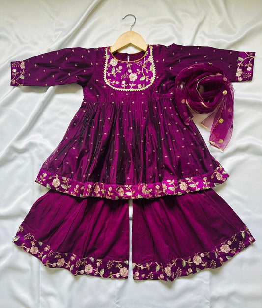 Shop beautiful girls indian festive outfit for navratri, puja and celebration. Chanderi Silk fabric. Ships from Guelph.