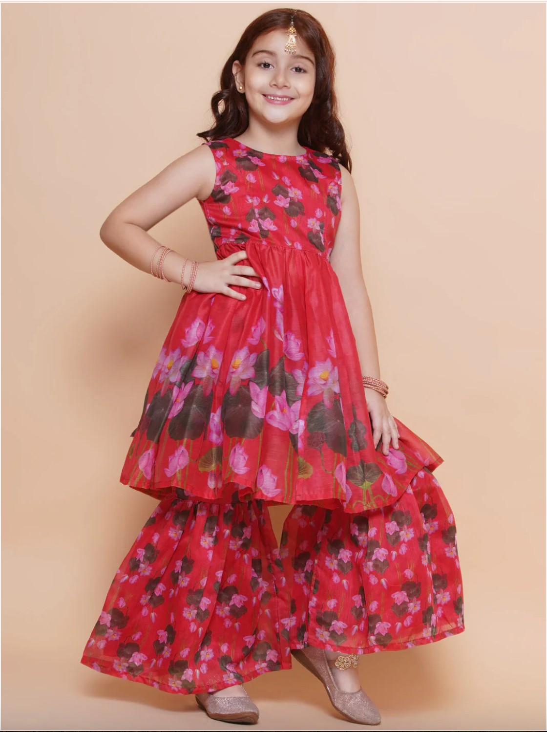 Girls floral Sharara set (3–16Y) – Indian ethnic outfit for Eid, weddings & festivals. Ships from Guelph, ON.