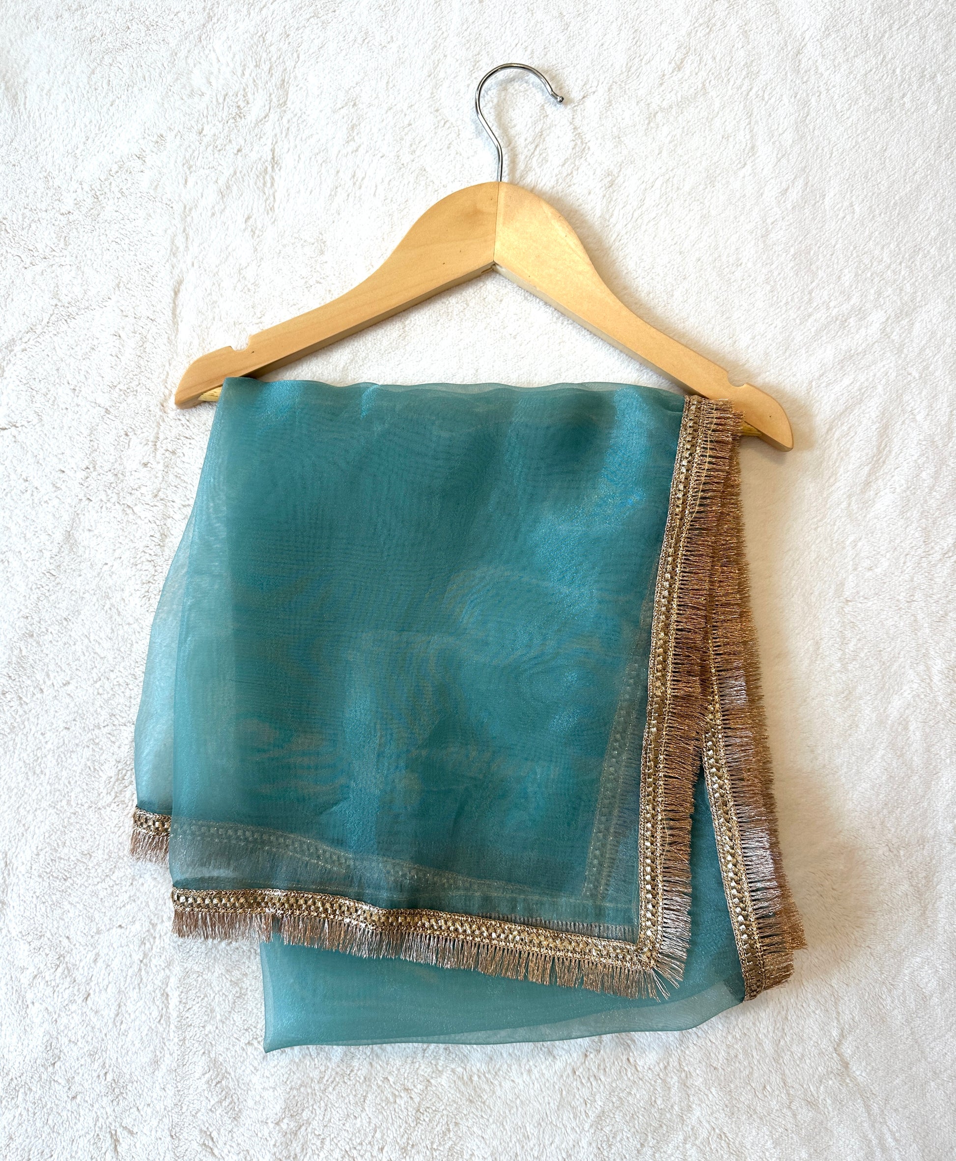 Tissue Gharara  & Kameez Set with Dupatta - Teal - Mitthu Kids Ethnic Wear