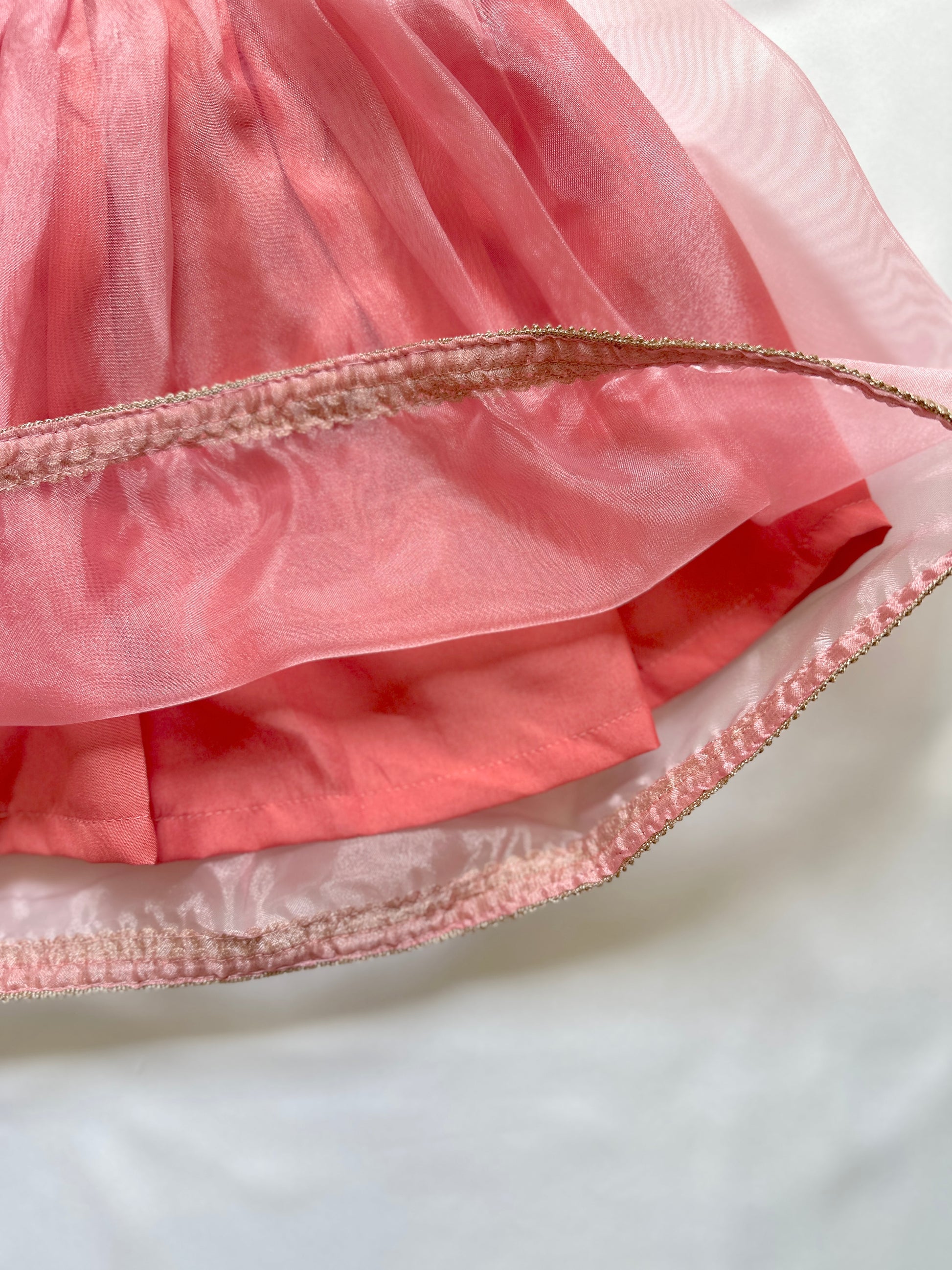 Tissue Gharara  & Kameez Set with Dupatta - Coral Pink & Gold - Mitthu Kids Ethnic Wear