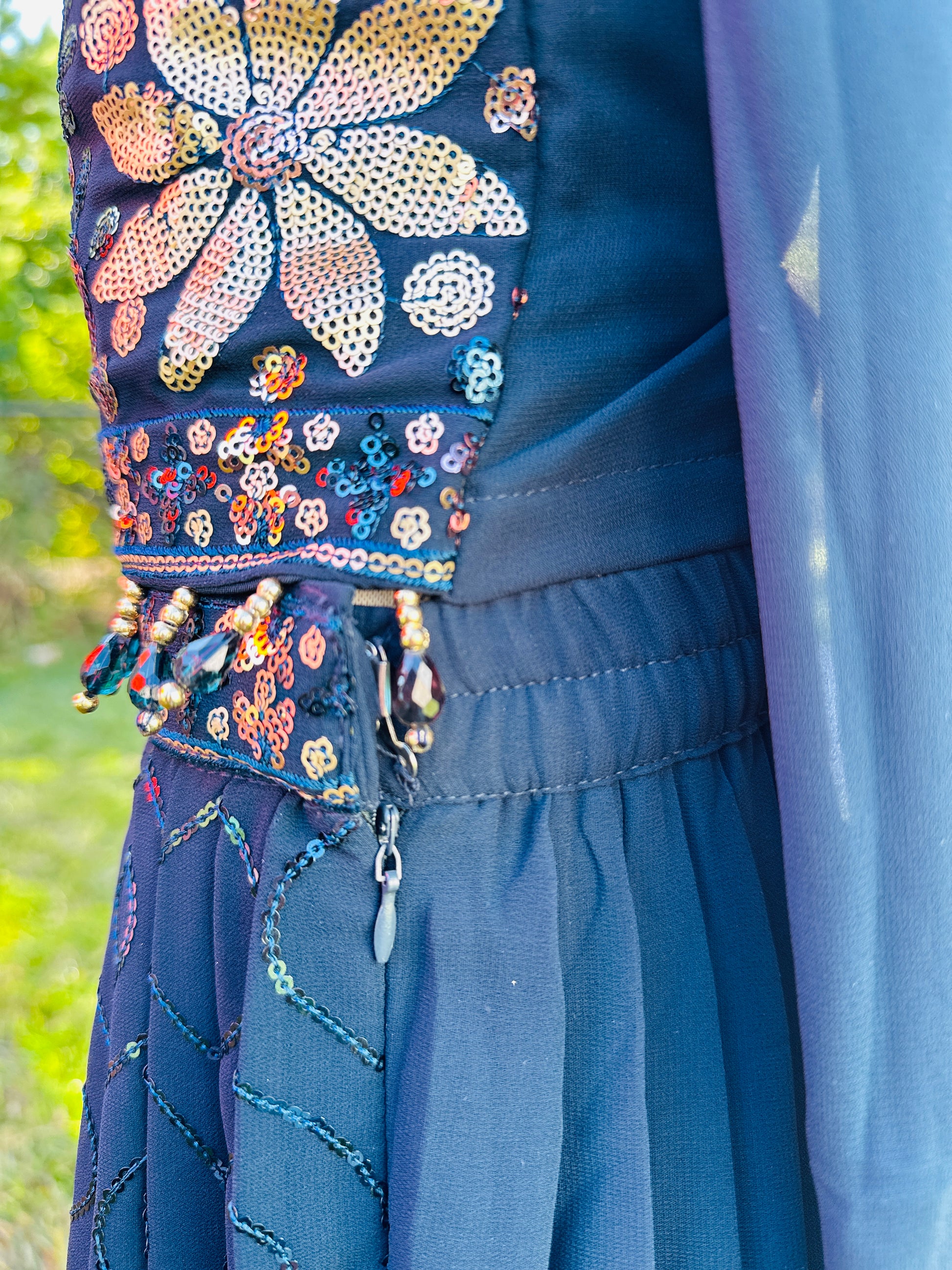 Girls Embroidered Lehenga Choli with Dupatta - Prussian Blue - Mitthu Kids Ethnic Wear