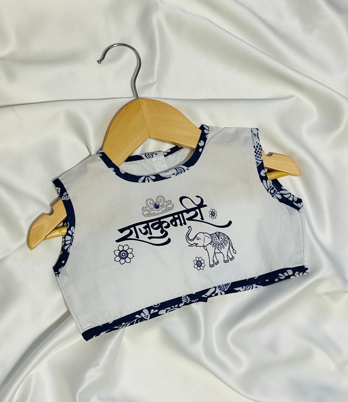 Girls Elephant Print Lehenga - Blue