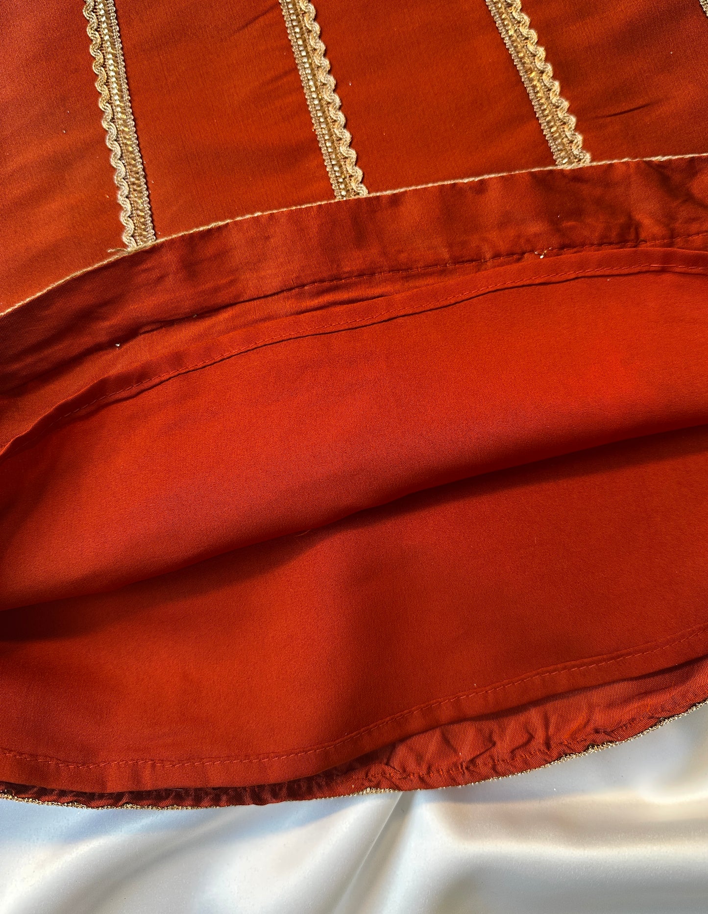 Girls straight-cut kameez with Pants & Dupatta - Rust & Gold