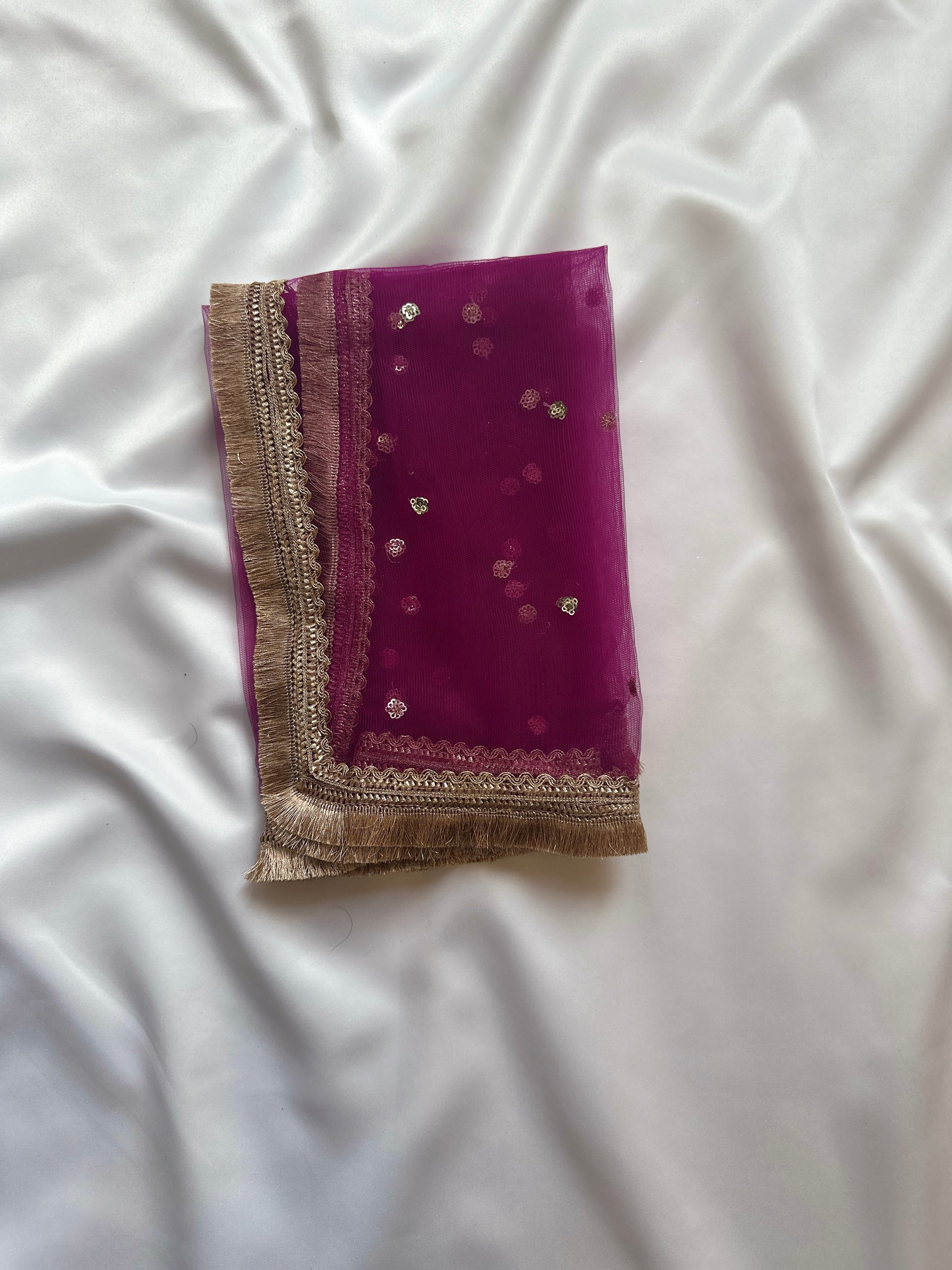 Silk Gharara  & Kameez Set with Dupatta - Purple & Gold - Mitthu Kids Ethnic Wear