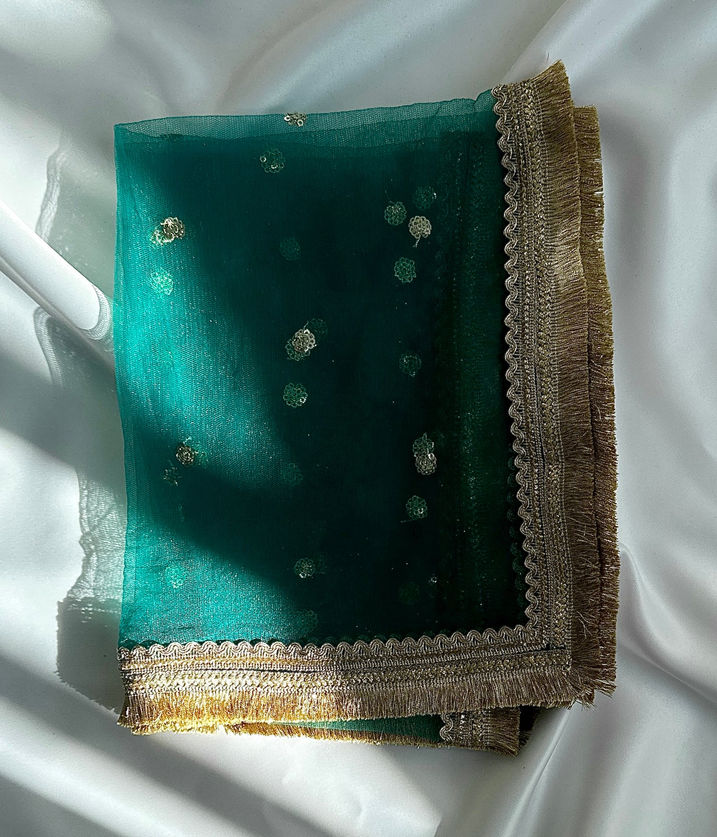 Silk Gharara  & Kameez Set with Dupatta - Peacock Green - Mitthu Kids Ethnic Wear