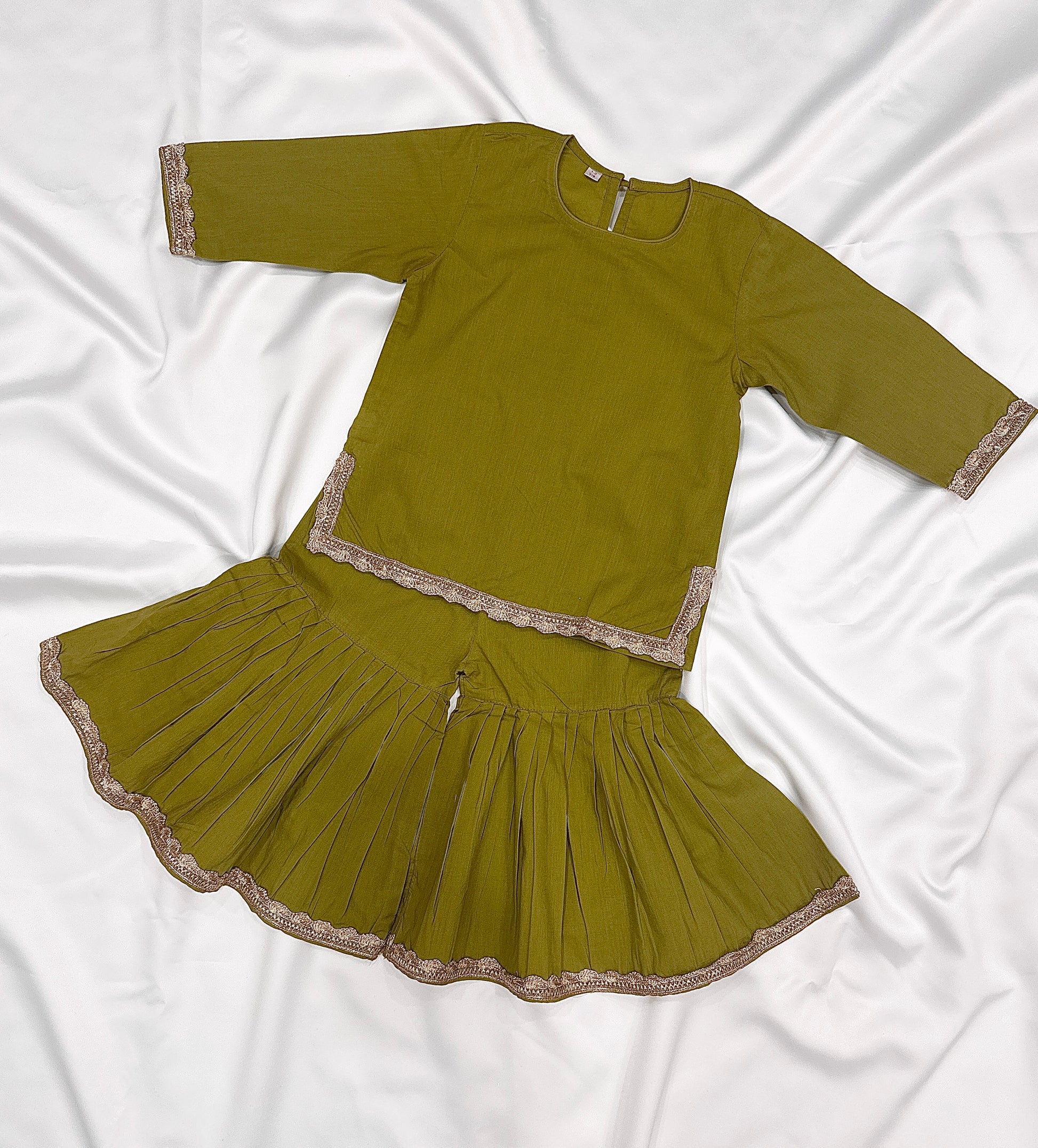 Sharara  & Kameez Set for Baby Girls - Mehndi Green - Mitthu Kids Ethnic Wear