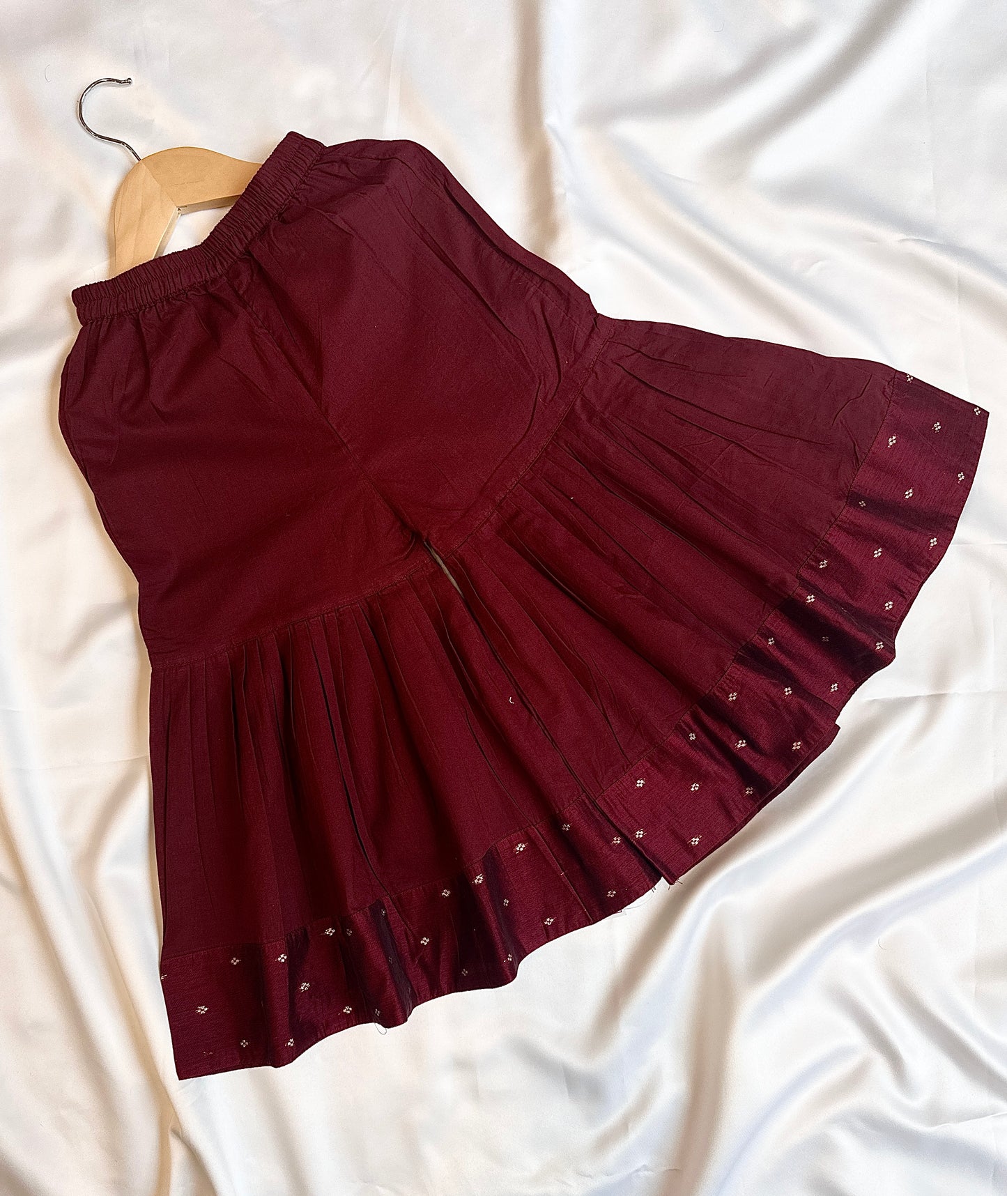 Girls Chanderi Sharara Set with Dupatta - Maroon (Infant)