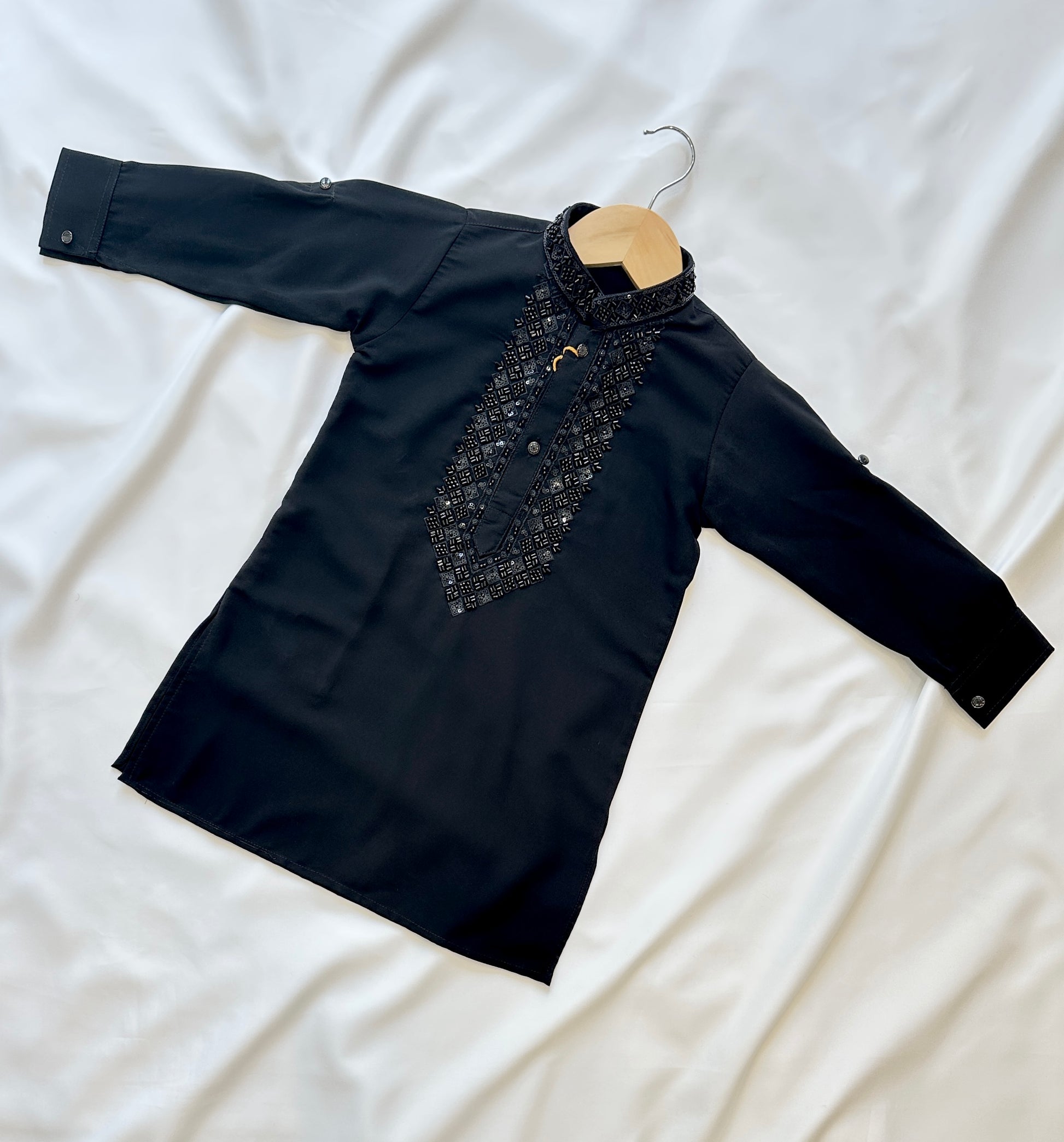Boys Kurta Set- Black (Infant) - Mitthu Kids Ethnic Wear
