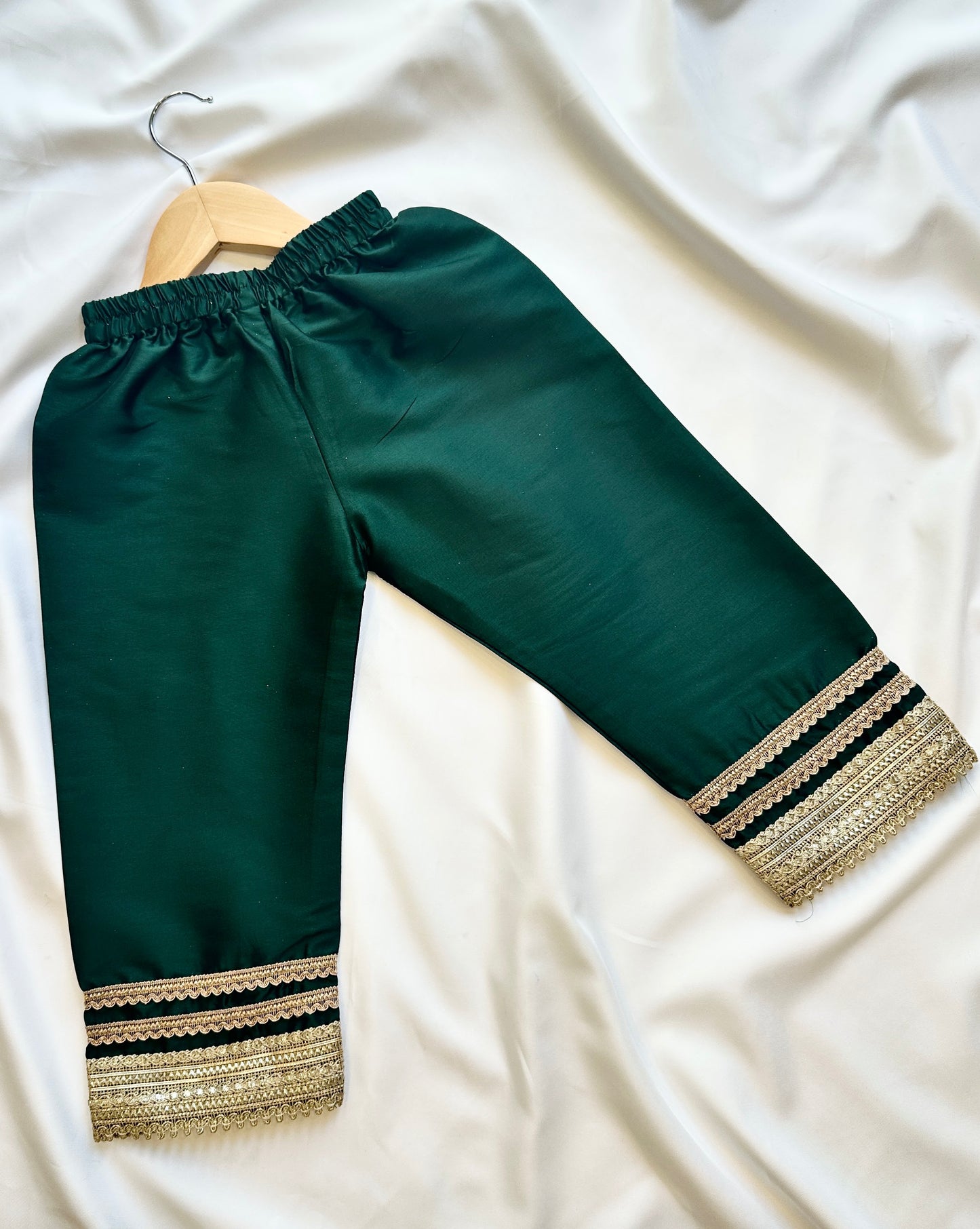 Girls Gota Work Frock Suit - Emerald Green & Gold (Infant)