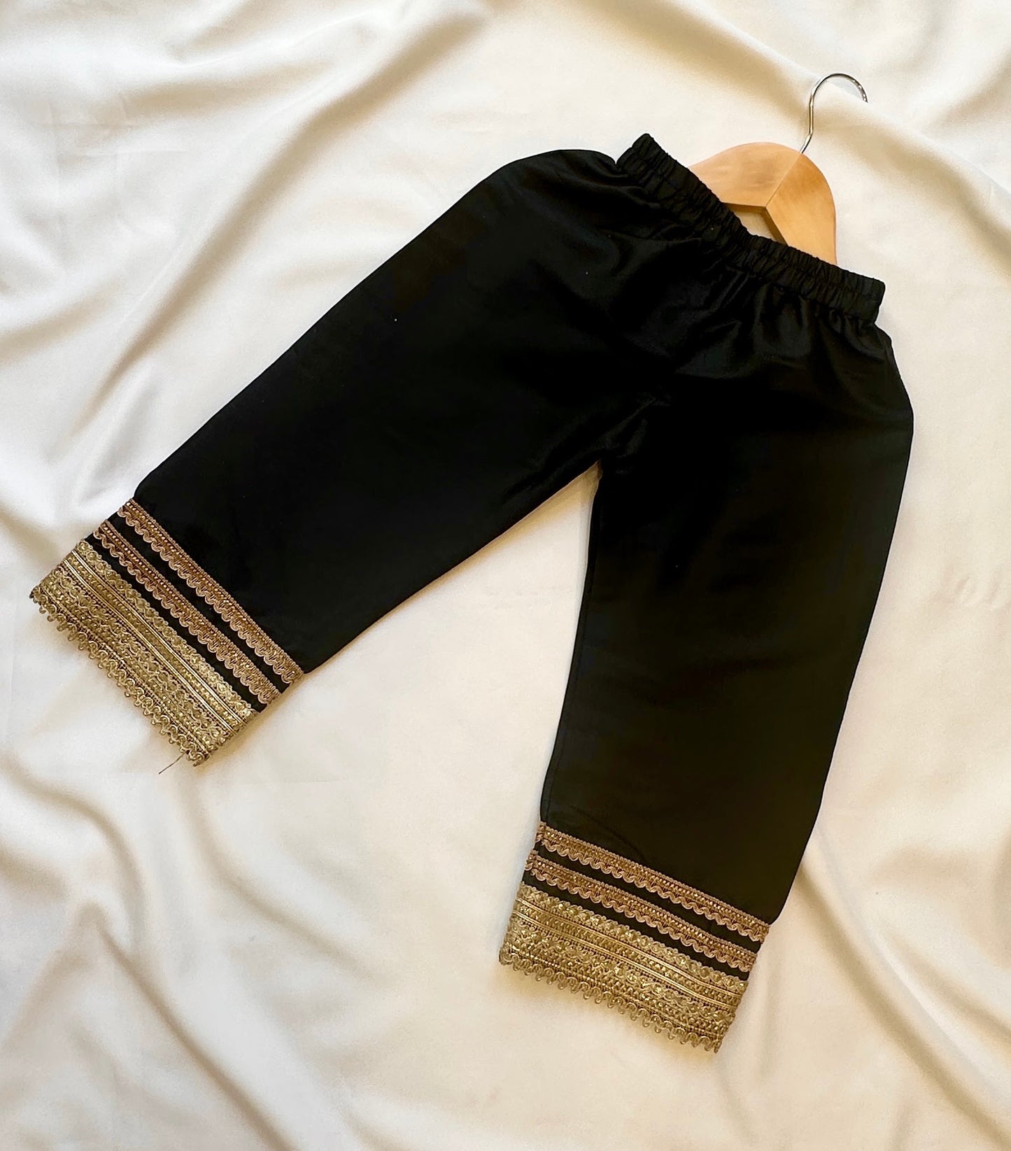 Girls Gota Work Frock Suit - Black & Gold (Infant)